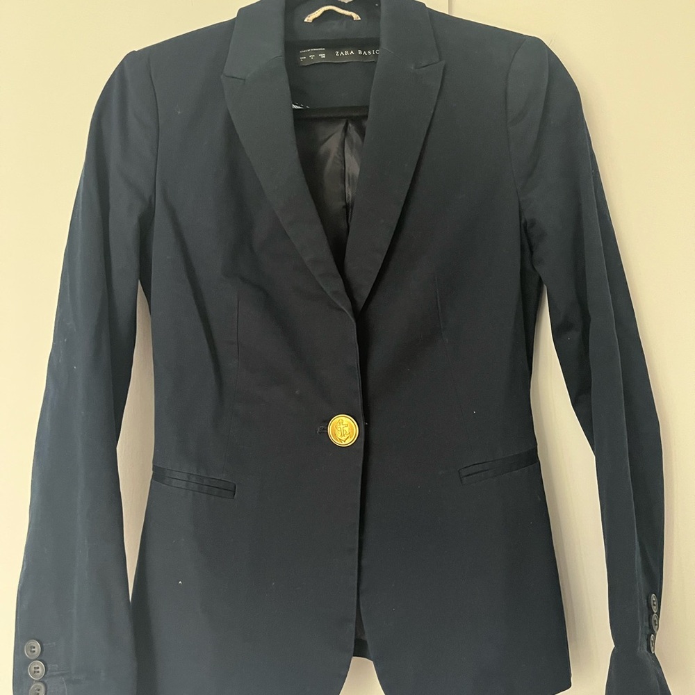 Zara Black Blazer with Gold Button